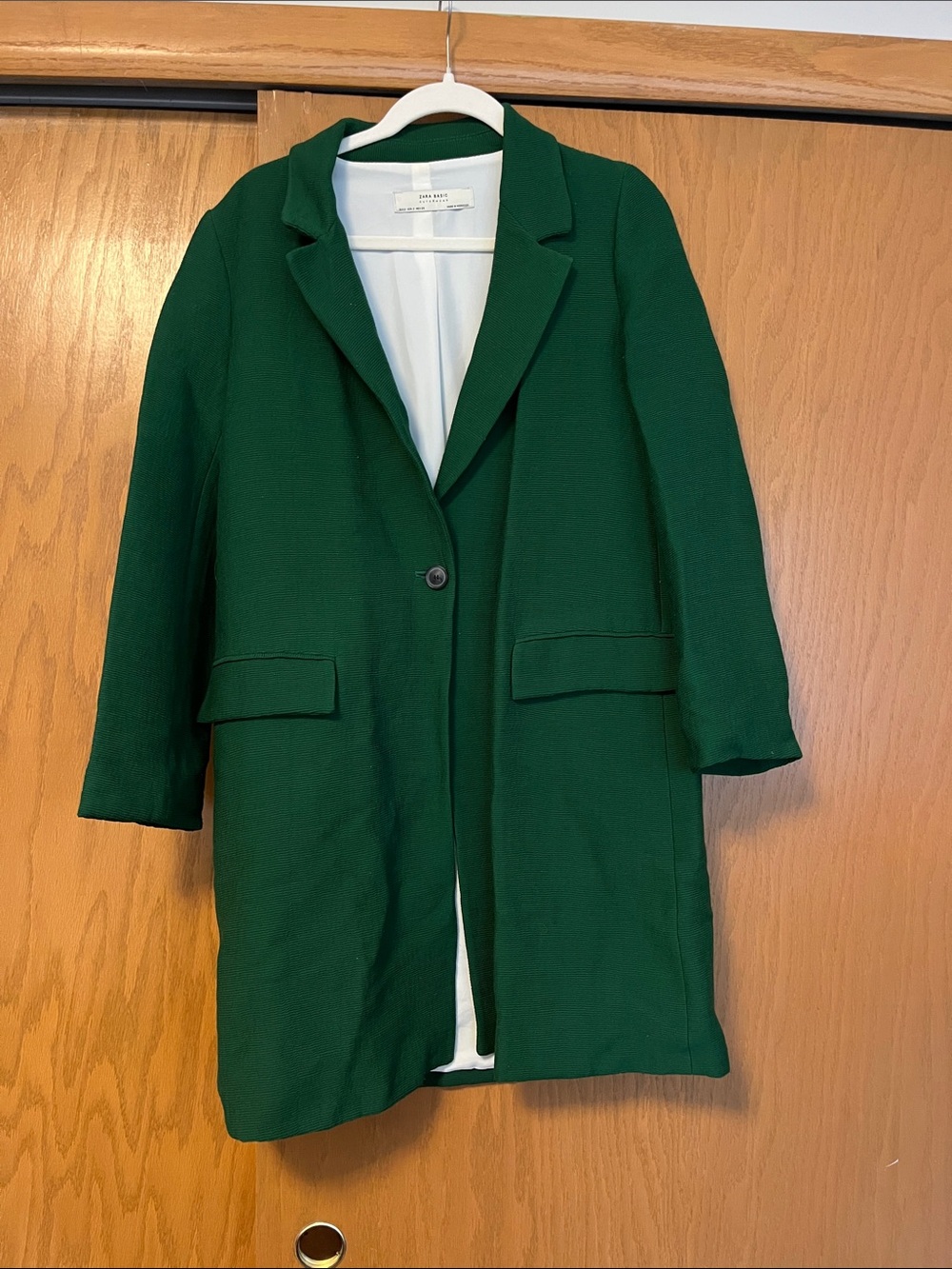 Zara Dark Green Single-Button Oversized Trench Coat